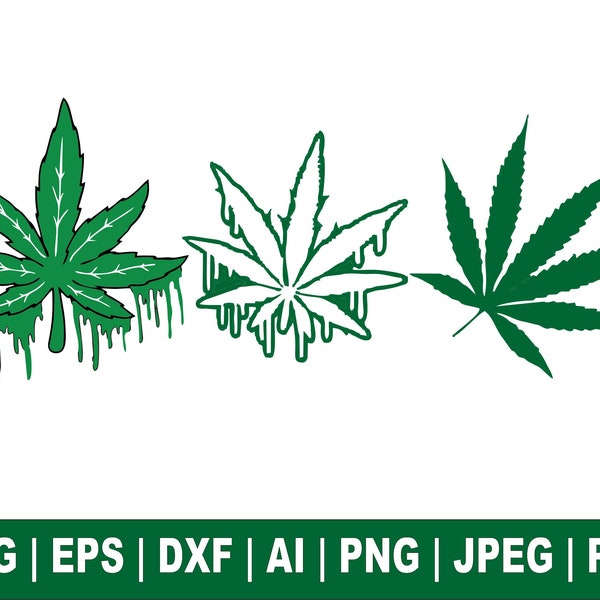 Dripping Weed Leaf Svg, Dripping Cannabis Leaf SVG, Pot Leaf Svg, Marijuana Leaf Svg, Cannabis Leaf Svg, Leaf Clipart, Svg Cut File Cricut
