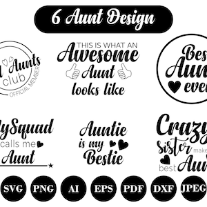 Paquete de tía svg, tía svg, tía loca svg, mejor tía svg, tías geniales svg, tía clipart, hermana loca svg, tía svg, png cut file cricut