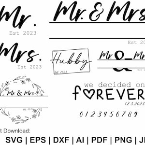 Mr & Mrs svg, Mr und Mrs Split Monogram svg, Hochzeit svg, personalisierte Mr. Und Mrs. svg, trendige svg, Marriage svg, Clipart, Cut File Cricut
