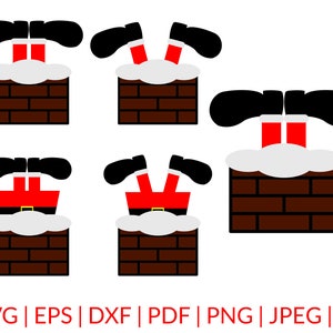 Christmas In Chimney Svg, Stuck Santa Svg, Christmas Svg, Santa Legs Svg, Christmas Chimney Clipart, Chimney Svg Cut Files Cricut Silhouette