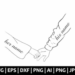 Holding Hands Svg, Couple Hands Svg, Customise With Your Text Names, Love Svg, Wedding Svg, Hand Clipart, Svg Cut Files Cricut, Silhouette