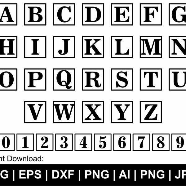 Block Alphabet Svg, Building Block Svg, Block Alphabet Clipart, Block Font Svg, Block Alphabet Png,Jpg,Dxf Svg Cut Files Cricut Silhouette