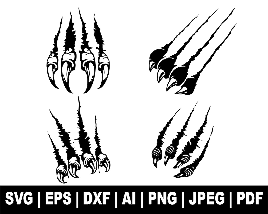 Claw Mark Svg Claw Scratches Svg Claws Svg Animal Scratch Etsy