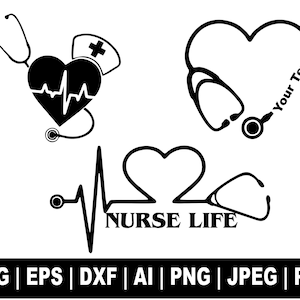 Stetoscopio cardiaco Svg, Stetoscopio Svg, Vita da infermiera Svg, Operaio essenziale Svg, Battito cardiaco Svg, Clipart stetoscopio, File di taglio Svg Cricut
