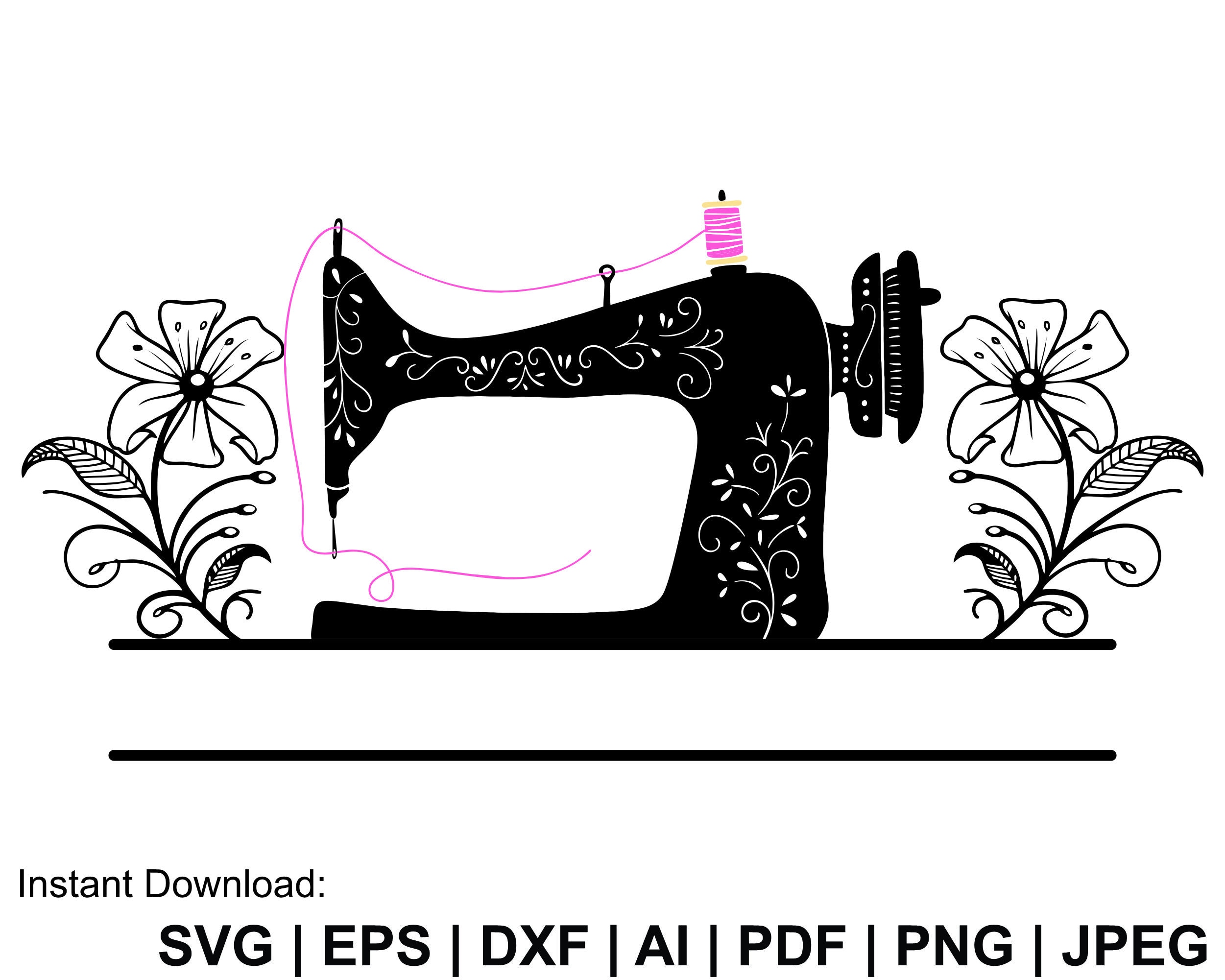 Sewing Machine Floral Cut File SVG, DXF, PDF, Png, Cricut, Silhouette  Cameo, Vinyl Cutter, Vinyl Decal, Digital Download, Quilting, Sew 