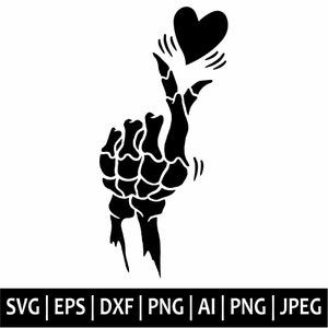 Skeleton Heart Svg, Skeleton Hand Svg, Skeleton Svg, Halloween Svg, Skeleton Love Svg, Skull Hand Svg, Trendy Svg, Clipart, Cut Files Cricut