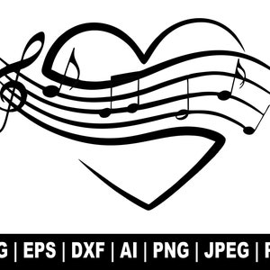 Heart Music Notes Svg, Music Note Svg, Heartbeat Svg, Musical Notes Svg,  Music Heart Clipart, Heart Music Note Png, Svg Cut Files Cricut