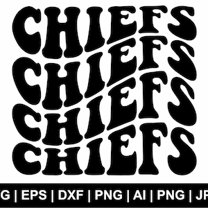 Chiefs Svg, Chiefs Mascot Svg, Kansas City Svg, Mahomes Svg, T Shirt, Retro Wavy Letter Svg, Chiefs Clipart, Svg Cut Files Cricut Silhouette