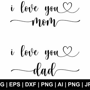 Amo a mamá Svg, Amo a papá Svg, Svg sarcástico, Día del padre Svg, Mamá Svg, Camiseta Svg, Clipart de corazón, Amo a mamá y papá Png, Cortar archivos Cricut