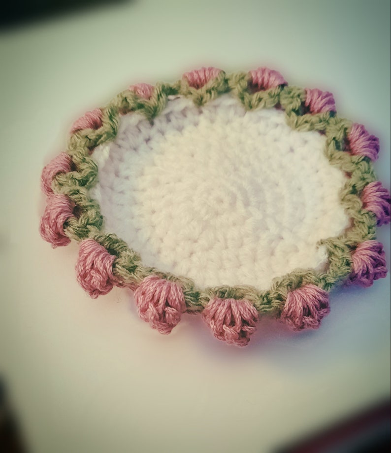 Crochet flower coasters set pattern only image 4