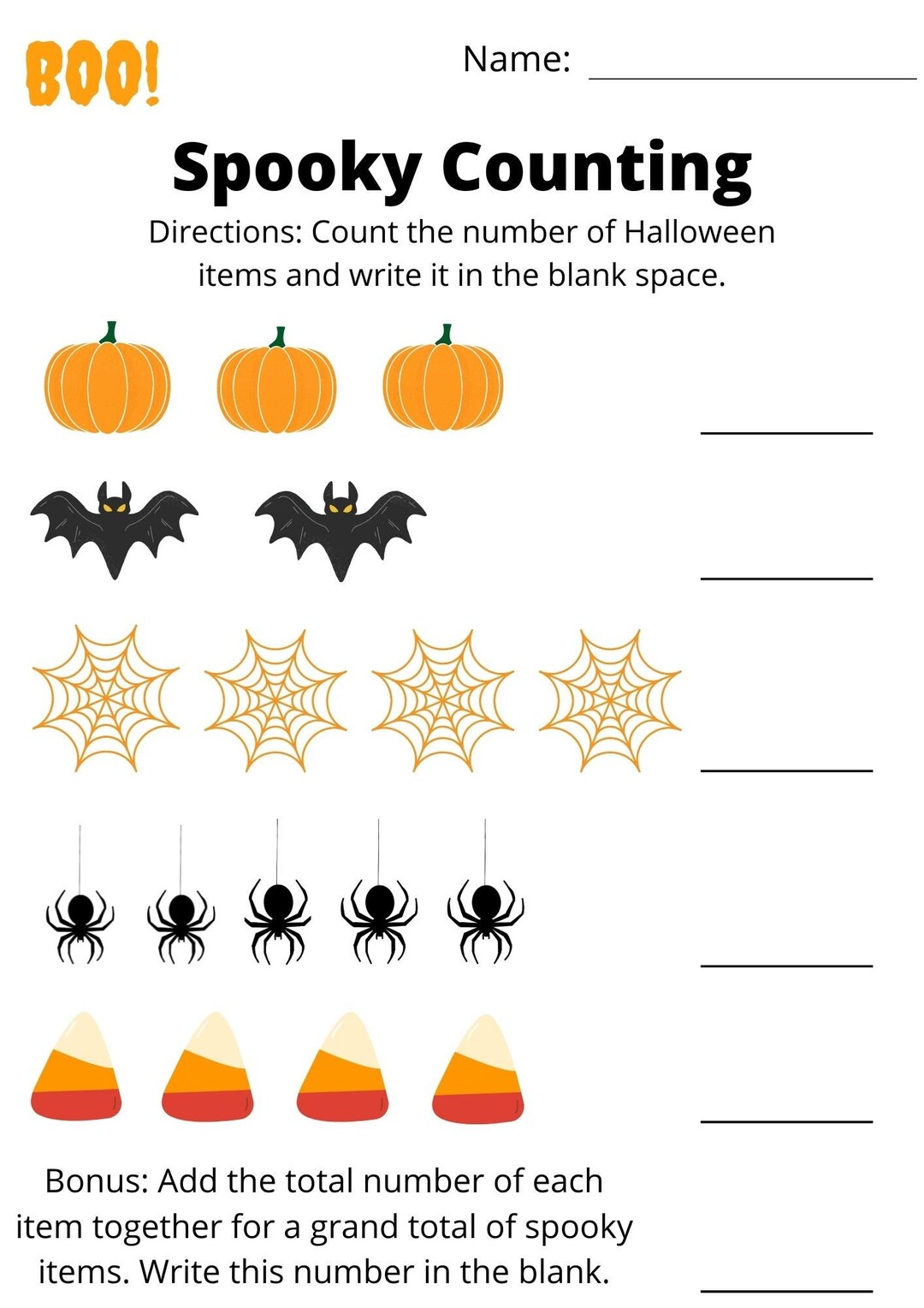 Children's Educational Counting Activity Worksheet Halloween Themed Printable PDF - Etsy for Free Printable Preschool Halloween Worksheets