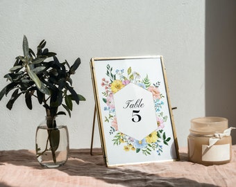 Digital Wedding Table Numbers | Floral Table Numbers | Wedding Reception | A4 numbers 1-20