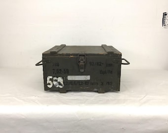 Vintage 1962 Czech Military Surplus Wooden Ammunition Crate