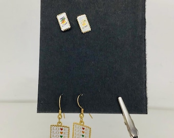 Love Postage Stamp Earrings 2 pair