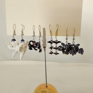 Halloween Earrings 4 pair bats, cats, and ghost