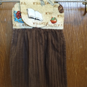 Handmade Kwanzaa Hanging Hand Towel, Tea towel, Kitchen towel