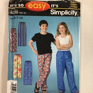 Einfachheits-Schnittmuster #4039 Mädchen und Jungen Hose Gr. 7-16