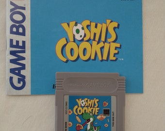 Nintendo Game Boy Yoshis Cookie game cartridge with instruction booklet