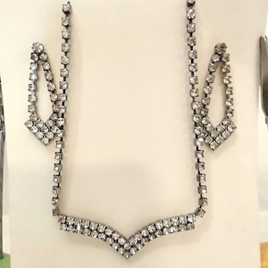 Vintage Rhinestone Necklace and Earrings