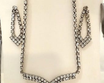Parure De Bijoux Vintage Femme - Collier & Boucles D'oreilles Strass Et Perles Synthétiques - 11