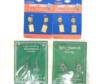 Vintage Dangle Drop Novelty Earrings in original packaging