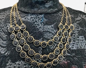 Vintage Aldo Three Strand Bib Necklace