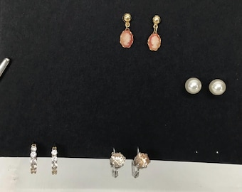 Vintage Gold & Silver-tone Stud and Dangle, Drop Earrings lot of 4 pair