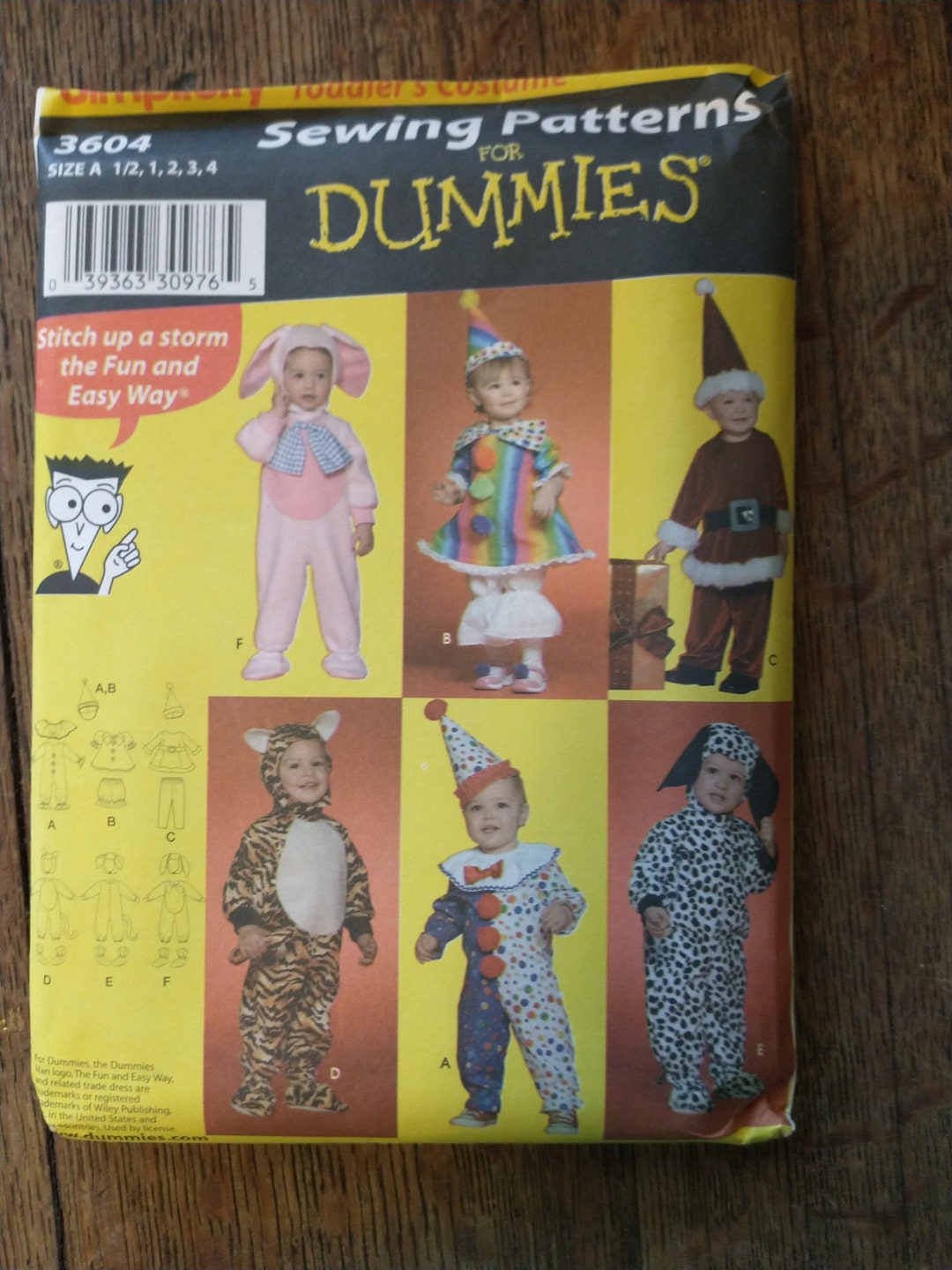 Simplicity Sewing Patterns for Dummies Toddlers Costumes 3604 Etsy
