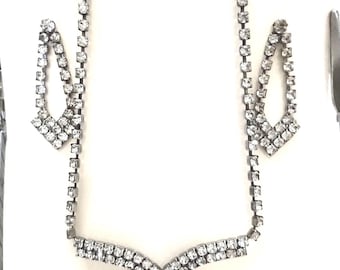 Vintage Strass-Halskette und Ohrringe