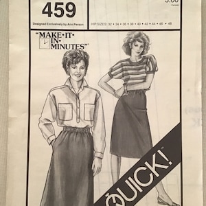 Stretch and Sew Pattern #459 Skirt Designed by Ann Person hip sizes 32-48