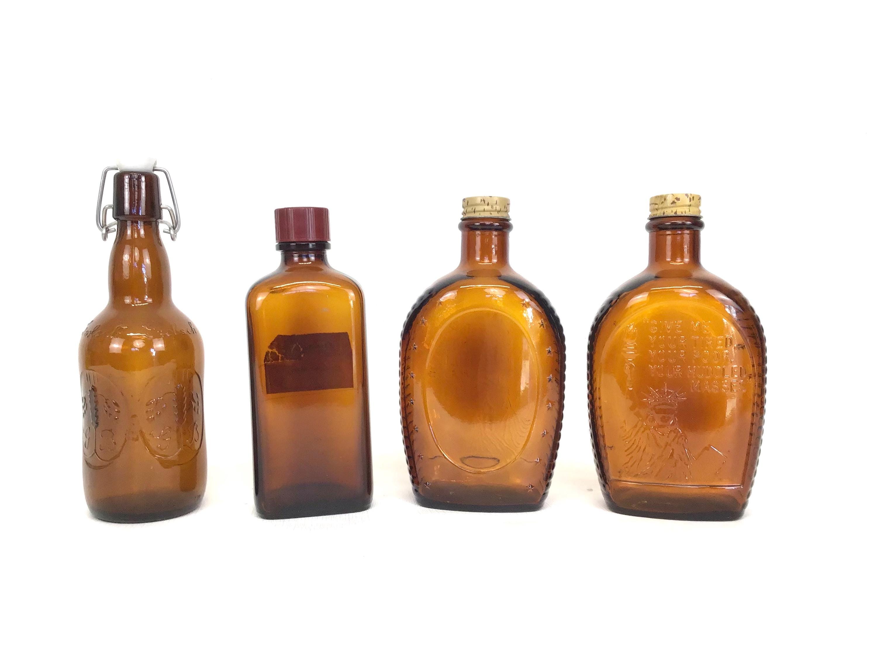 collectible-vintage-amber-glass-bottles-etsy