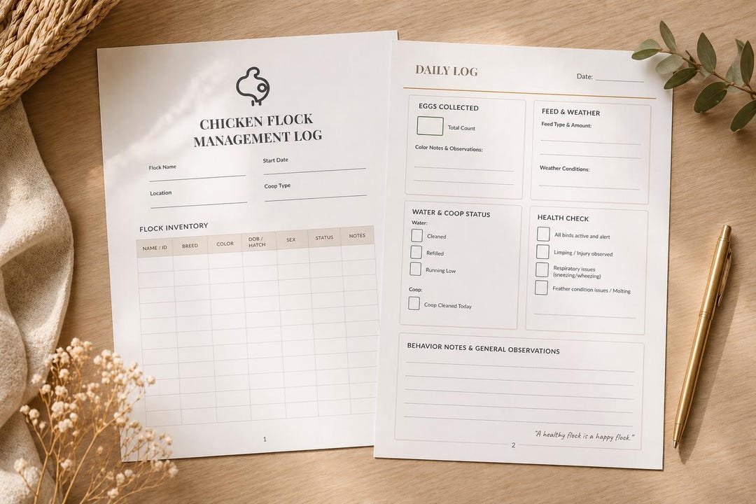 Chicken Flock Management Log | Printable Poultry Planner | Backyard ...