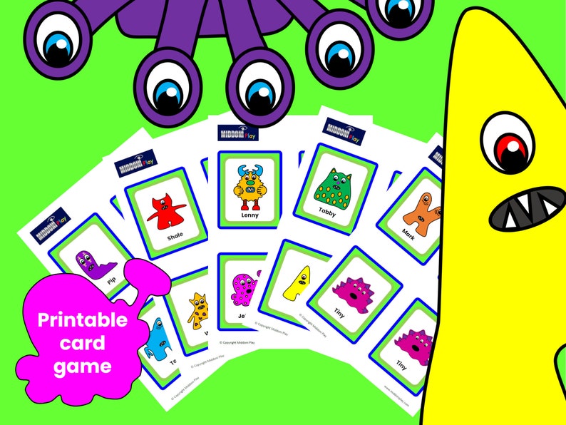 Printable Kids Game Monster Match Pairs Card Game - Etsy