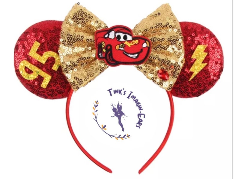 Lightning Mcqueen Cars Inspired Disney Mickey Ears Headband Etsy