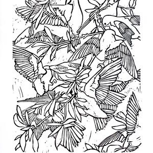 Swallows - Linocut Print