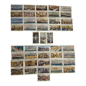 Carte di tabacco per sigarette Ogdens Ocean Greyhounds Ships - Set di 44 - Vintage UK