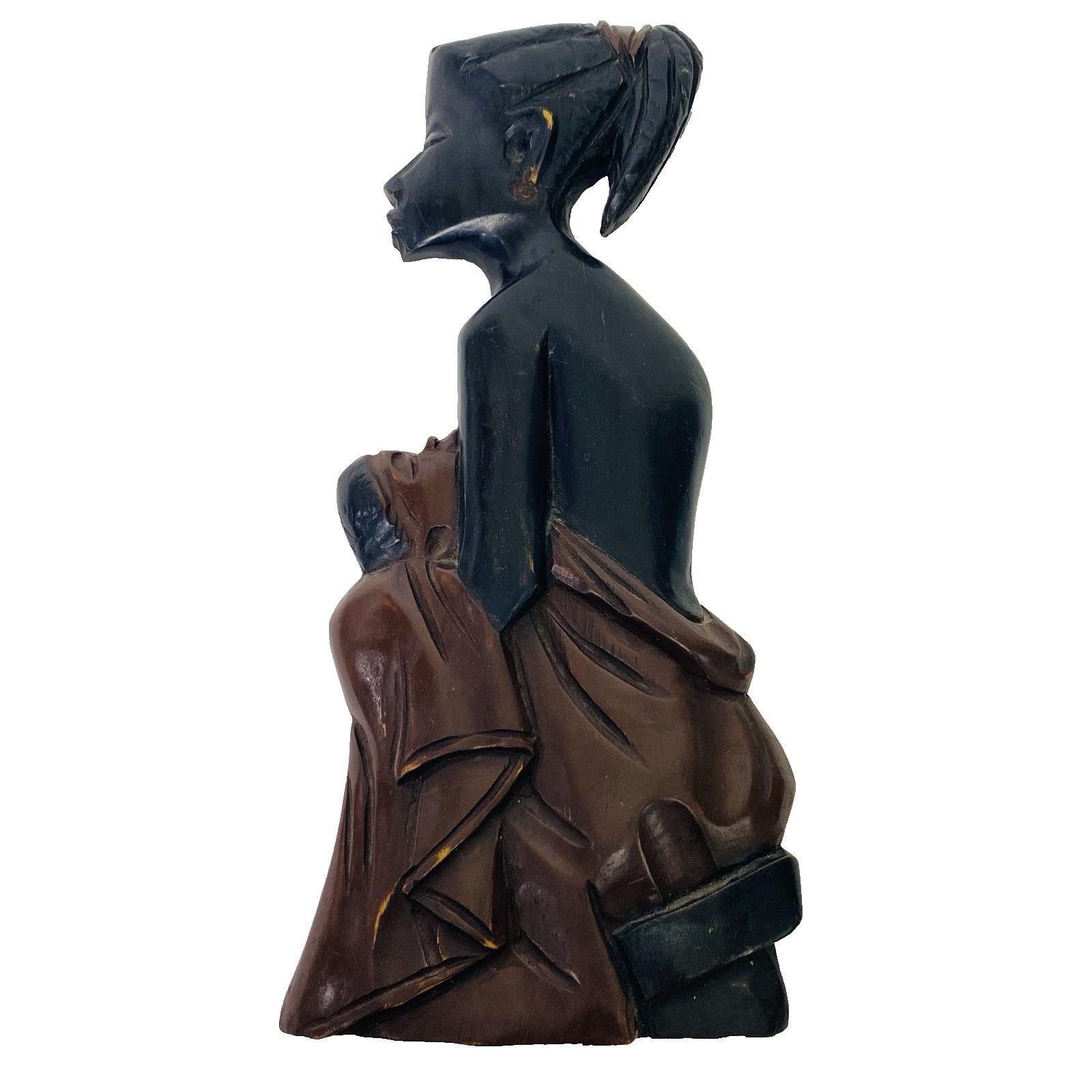 アフリカの手彫り木製母子彫刻フィギュア壁アートホームデコレーション 