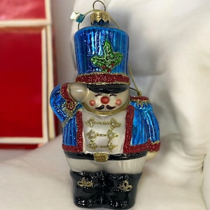 Fitz & Floyd Toy Soldier Glass Nutcracker Christmas Ornament Holiday Vintage