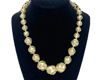 Vintage Crown Trifari Gold brushed Leaf and faux pearl