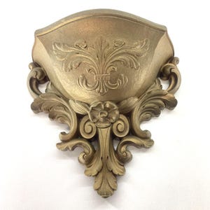 Vintage MCM Homco Gold Wall Pocket  Flower Holder Baroque Hollywood Regency