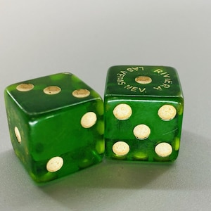Vintage Riviera Las Vegas Casino Dice Pair Green Translucent Gambling History