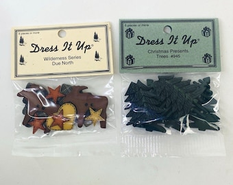 Dress It Up Buttons Moose Wilderness & Christmas Tree Craft Sewing Scrapbook Lot