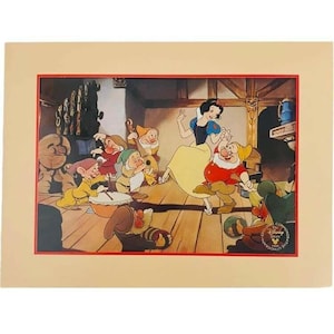 Vintage  Lithograph Walt Disney Exclusive Snow White and the Seven Dwarfs  1994