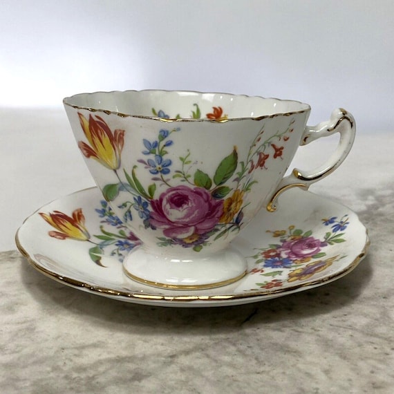 Hammersley and Co. Bone China Floral Flowers Cup & Saucer England