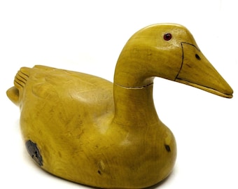 Vintage 1985 J.C. Edwards Handcrafted Wood Duck Decoy Carved Home Decor Art