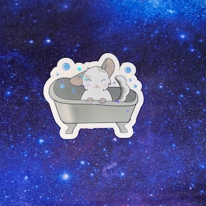 Funny Chinchilla Taking a Dust Bath Glitter Sticker