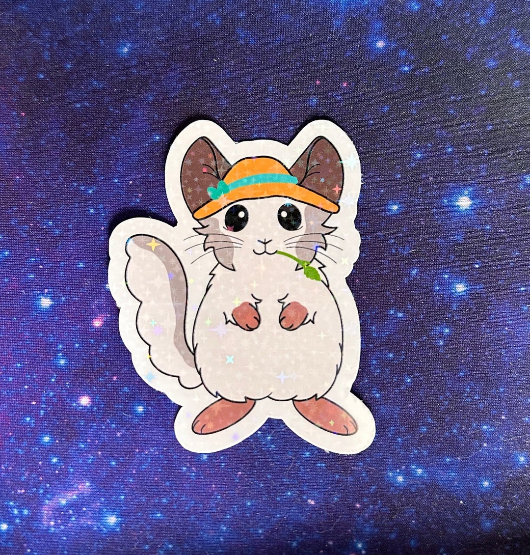 Funny Chinchilla With Hay Glitter Sticker - Etsy