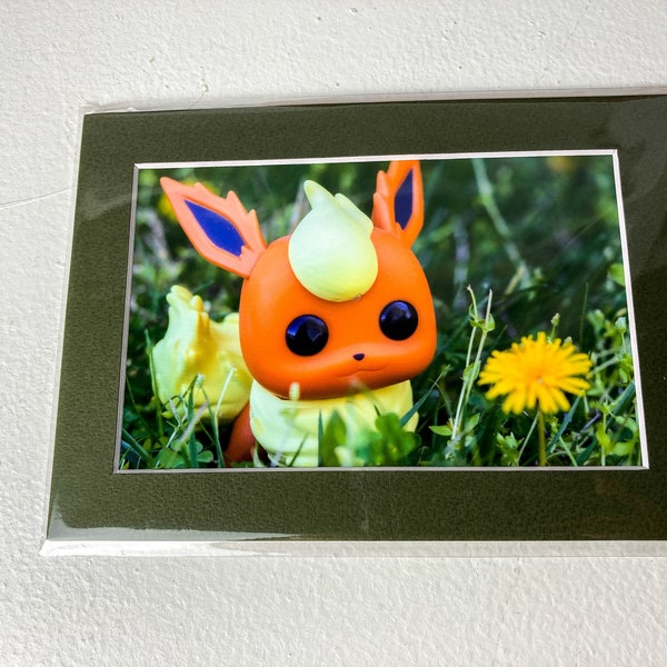 Flareon/Eeveeloution/Pokemon Inspired/Mini/Framed/Photography/Print/Geek Aesthetic/Gifts for Kids/Inexpensive Gifts/Eevee/Gen 1 Nostalgia.