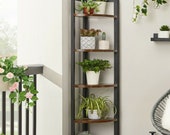 Industrial Rustic 5-Tier Ladder Corner Shelf Multipurpose Storage Shelf Plant Stand Corner Shelf Multipurpose Storage Plant Shelf