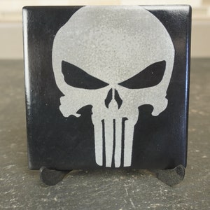 Laser Engraved Coasters / 4 x 4 Laser Art / Punisher